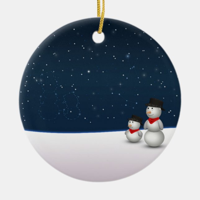 Cute Snögubbars Constellation Julgransprydnad Keramik (Framsidan)
