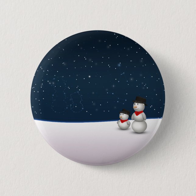 Cute Snögubbars Constellation Knapp (Framsida)