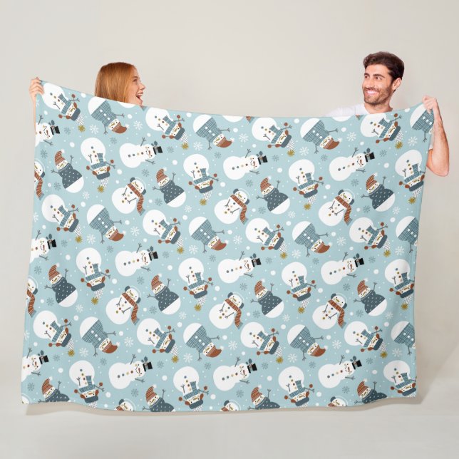 Cute Snögubbars Fleece Blanket (På plats)