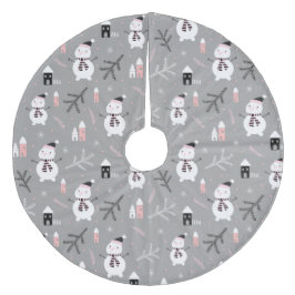 Cute Snögubbars, Houses and Winter Grenar Julgransmatta Fleece