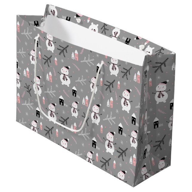 Cute Snögubbars Large Gift Bag (Framsidan Vinklad)