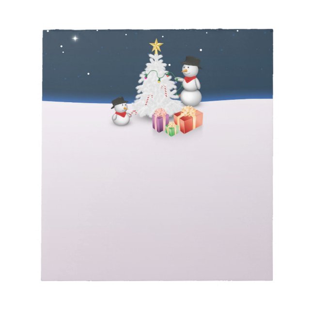 Cute Snögubbars med Julgran Anteckningsblock (Framsida)