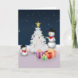 Cute Snögubbars med Julgran Helgkort