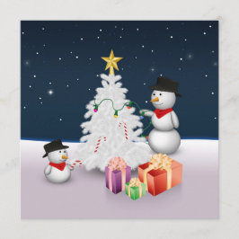 Cute Snögubbars med Julgran Inbjudningar