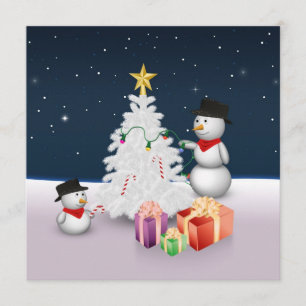 Cute Snögubbars med Julgran Inbjudningar