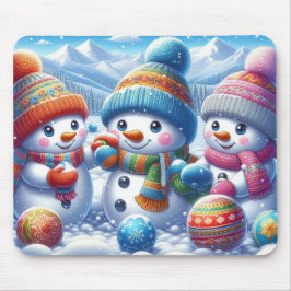 Cute Snögubbars Play Winter Mousepad Gift Musmatta