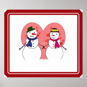 Cute Snögubbars Snowy Sweethearts - Snö i Kärlek Poster