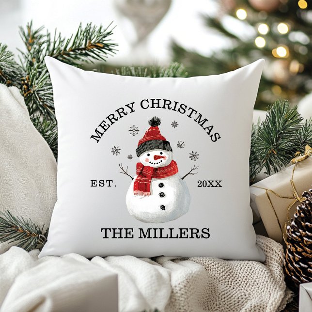 Cute Snögubbe Anpassningsbar jul Kudde (Cute Snowman Custom Christmas Throw Pillow Decoration )