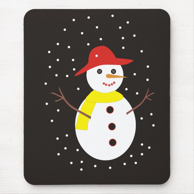 Cute Snögubbe Anpassningsbar Mousepad Musmatta (Framsidan)