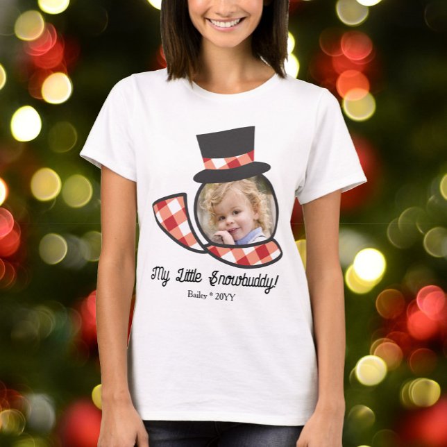 Cute Snögubbe Ansikte Anpassningsbar Photo Snowkom T Shirt (Skapare uppladdad)