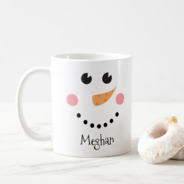 Cute Snögubbe Ansikte - eget namn Kaffemugg