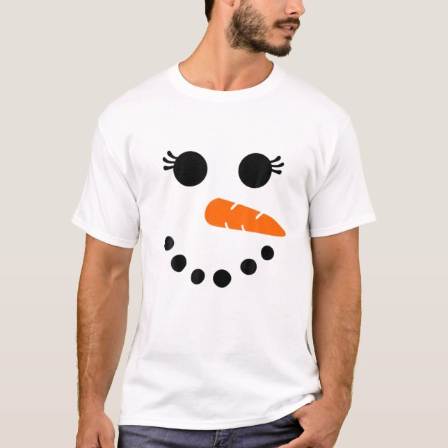 Cute Snögubbe Ansikte för kvinnliga flickor Eyelas T Shirt (Framsida)