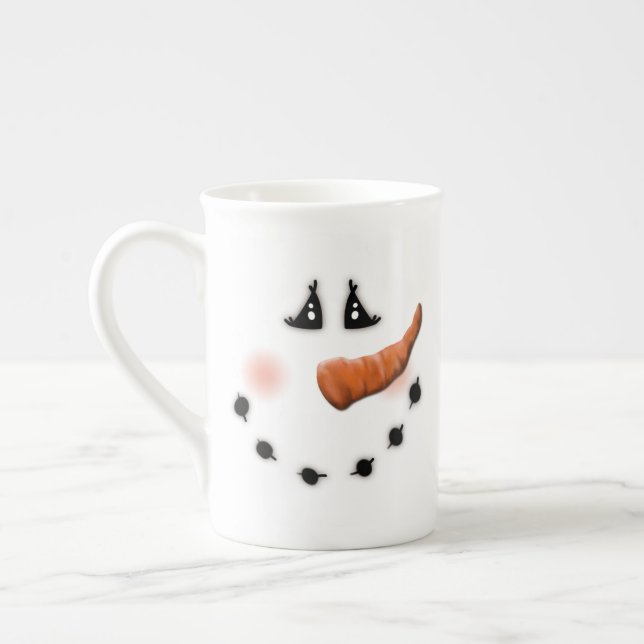 Cute Snögubbe Ansikte Inspiritivity Customized mug Benporslin Mugg (Vänster)