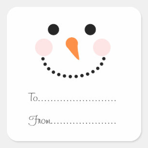 Cute Snögubbe Ansikte till från jul till Namn bric Fyrkantigt Klistermärke