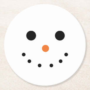 Cute Snögubbe Ansikte Underlägg Papper Rund