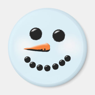 Cute Snögubbe Ansikte Winter-Helgdag Magnet