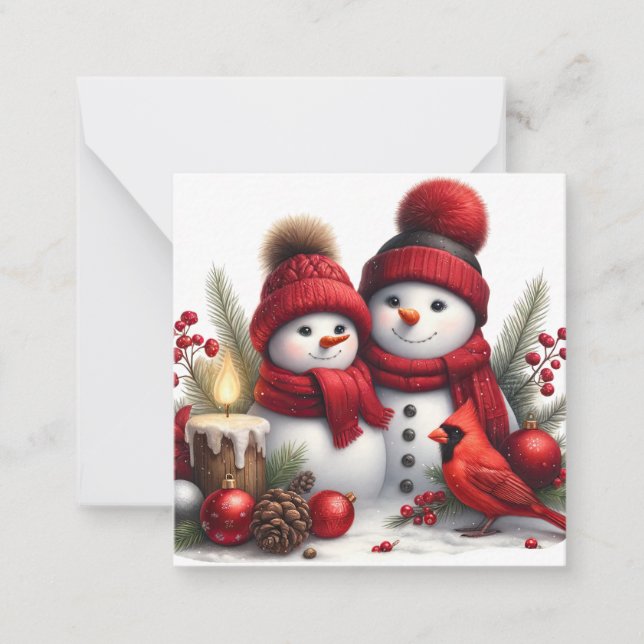 Cute Snögubbe Anteckningskort (Framsida)