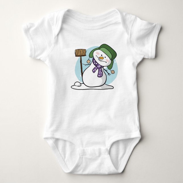 Cute Snögubbe Baby Bodykostym T Shirt (Framsida)