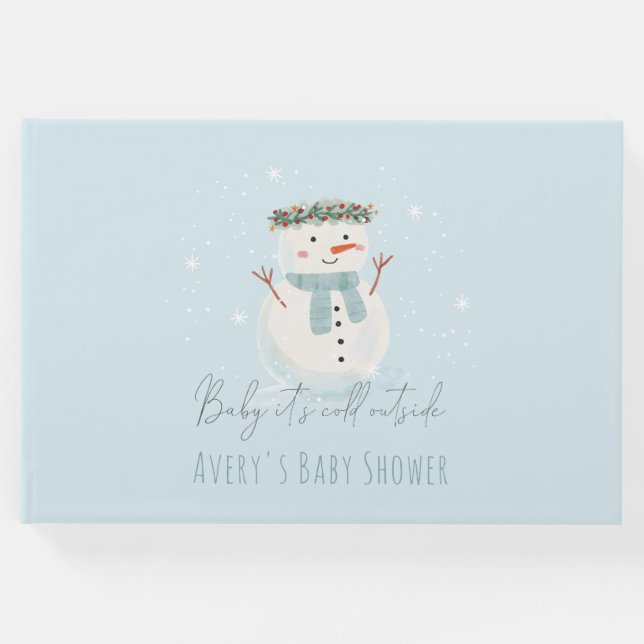 Cute Snögubbe Baby Det är Kall utanför babyskabink Gästböcker (Framsida)