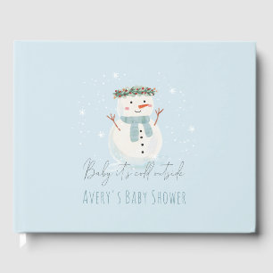 Cute Snögubbe Baby Det är Kall utanför babyskabink Gästböcker