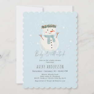 Cute Snögubbe Baby Det är Kall utanför babyskabink Inbjudningar