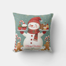 Cute Snögubbe Baker jul Dekorativ kudde