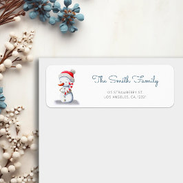 Cute Snögubbe Candy cane Returadress Etikett