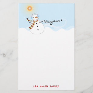 Cute Snögubbe Cheers Helgdag Papper Stationery
