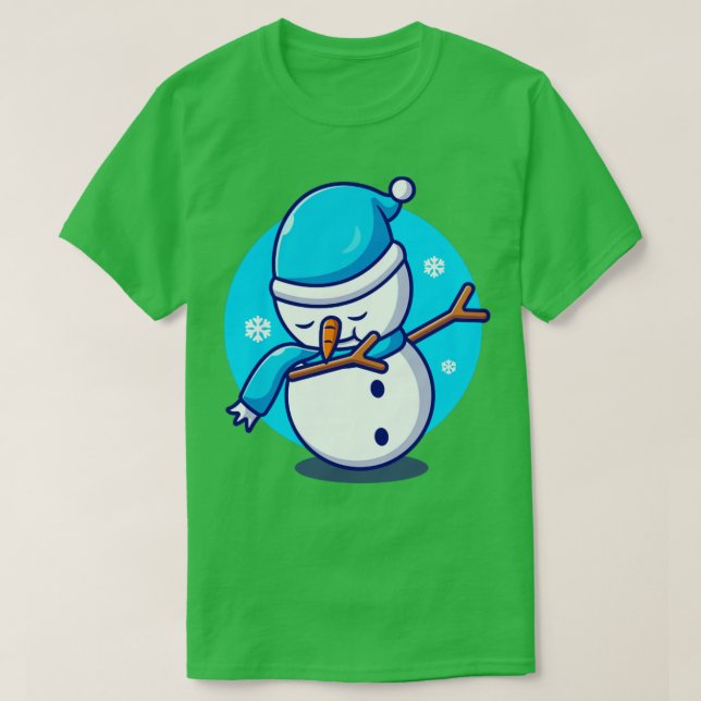 Cute Snögubbe Dabbing Tecknad T Shirt (Design framsida)