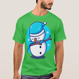 Cute Snögubbe Dabbing Tecknad T Shirt
