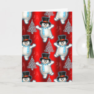 Cute Snögubbe dansar Red jul Kort