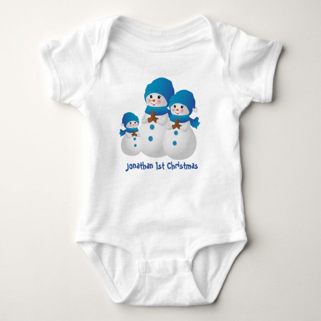 Cute Snögubbe-familjen 1:a jul T Shirt (Framsida)