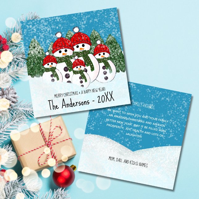 Cute Snögubbe-familjen med fem Helgdag-kort (Skapare uppladdad)