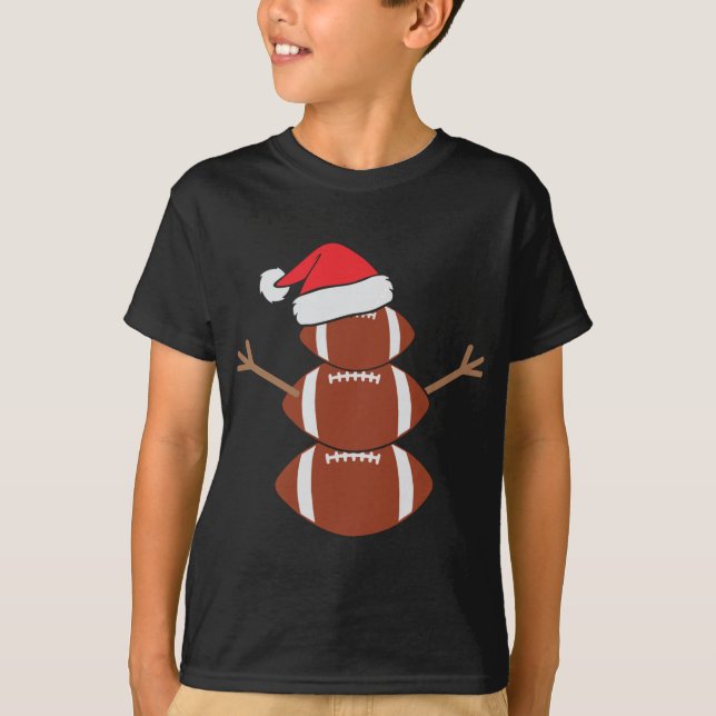 Cute Snögubbe Football Rugby Funny jul T Shirt (Framsida)