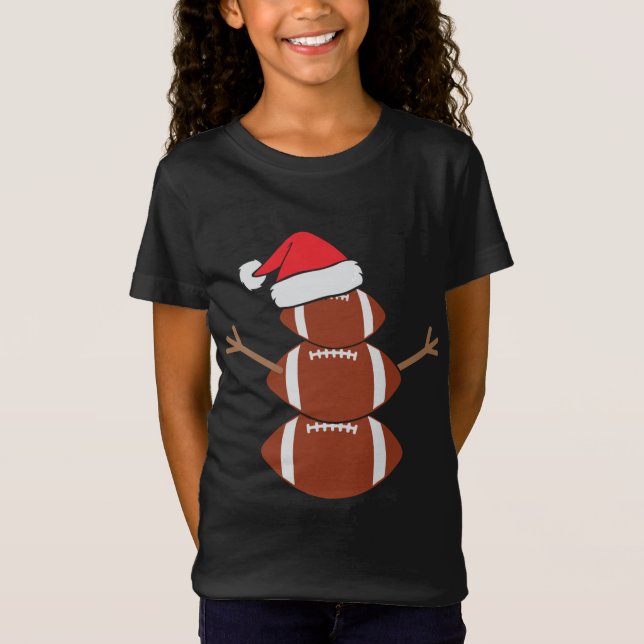 Cute Snögubbe Football Rugby Funny jul T Shirt (Framsida)