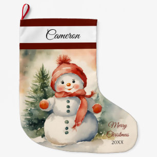 Cute Snögubbe Girl Personlig Stor Julstrumpa