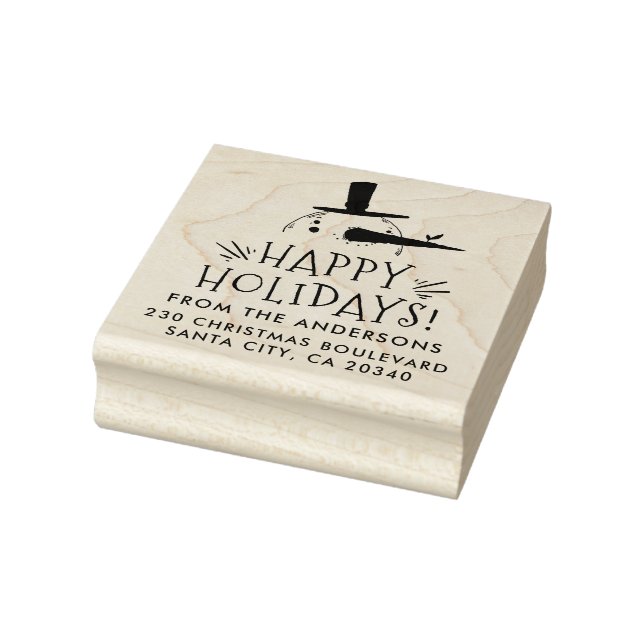 Cute Snögubbe Glad helg Namn & Returadress Stämpel (Stämpel)