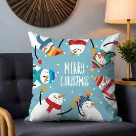 Cute Snögubbe God jul Festive Helgdagars Kudde