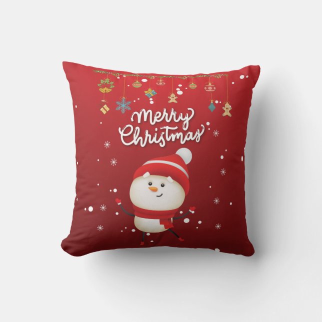 Cute Snögubbe God jul Kudde (Framsida)