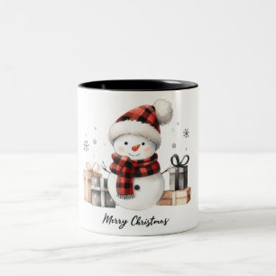 Cute Snögubbe /God jul Två-Tonad Mugg