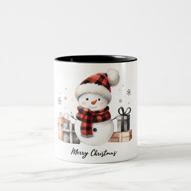 Cute Snögubbe /God jul Två-Tonad Mugg (Center)