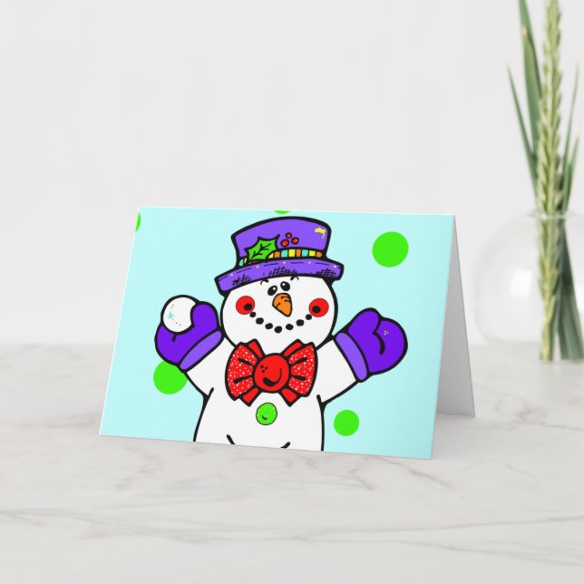 Cute Snögubbe-hälsningskort Helgkort (Framsida)