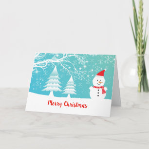 Cute Snögubbe Hand, skriven God jul Helgkort