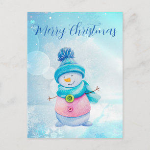 Cute Snögubbe Helg Vykort