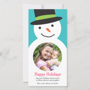 Cute Snögubbe Helgdag-fotokort Julkort