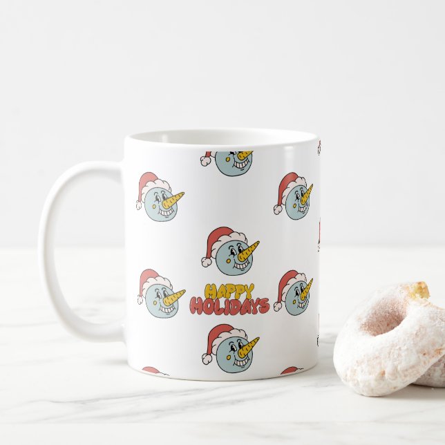 Cute snögubbe helgdag jul kaffemugg (Med munk)