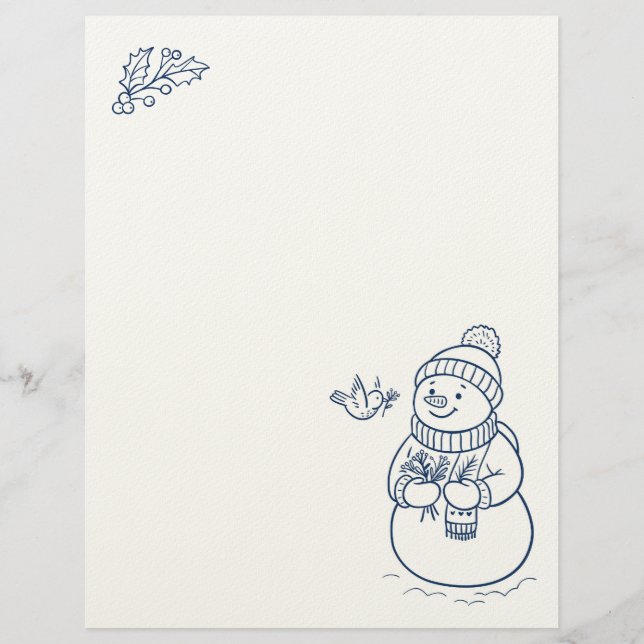 Cute Snögubbe Helgdag Stationery Brevhuvud (Framsida)