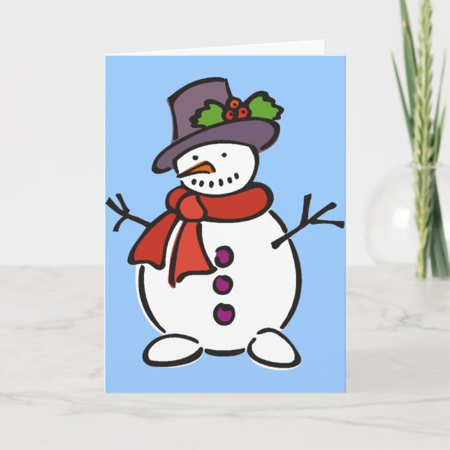 Cute Snögubbe Helgkort (Framsida)