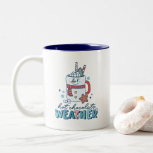 Cute Snögubbe Hett Chocolate Weather Retro Två-Tonad Mugg