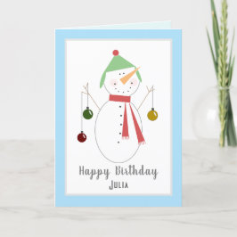 Cute Snögubbe Ho Ho Lycklig julkort Helgkort